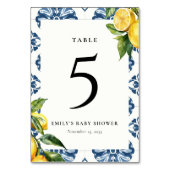 Numéro De Table Citron Positano Baby shower italien (Dos)