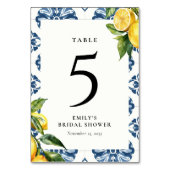 Numéro De Table Citron Positano Fête des mariées italienne (Dos)