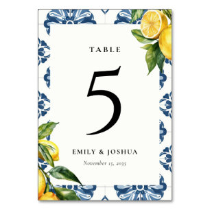 Numéro De Table Citron Positano Mariage italien