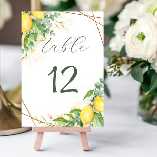 Numéro De Table Citrons Eucalyptus Faux Gold Foil Frame