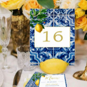 Numéro De Table Citrons Toscan Carrelage Bleu Blanc Mariage