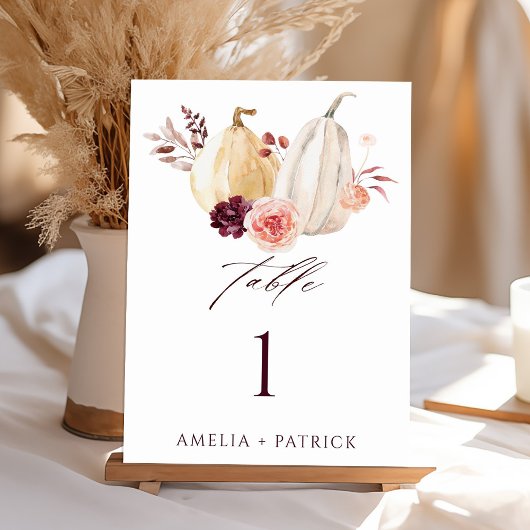 Numéro De Table Citrouille Automne Automne Rustique Mariage