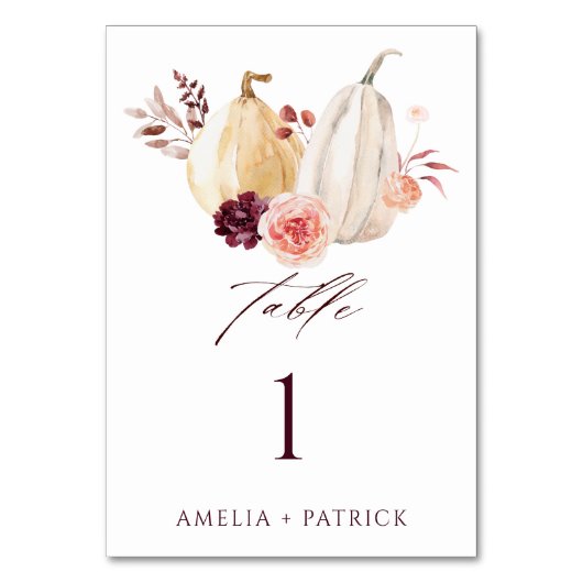 Numéro De Table Citrouille Automne Automne Rustique Mariage (Par défaut)