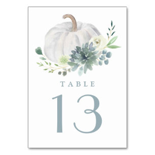 Numéro De Table Citrouille blanc Élégant automne Succulent Chic Ma