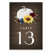 Numéro De Table Citrouille blanc Tournesol Rose Mariage de automne (Dos)