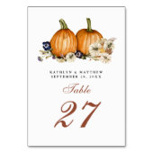 Numéro De Table Citrouille botanique Rustique Mariage de automne d (Dos)