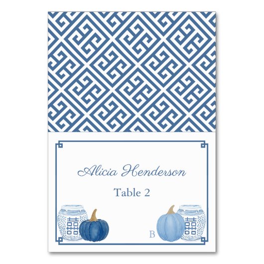 Numéro De Table Citrouille Chinoiserie Bleu Blanc Mariage Place Ca (Par défaut)