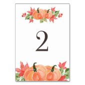 Numéro De Table Citrouille d'aquarelle et sauts de feuille d'érabl (Dos)