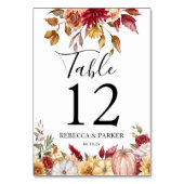 Numéro De Table Citrouille fleurs d'automne Mariage personnalisé (Dos)