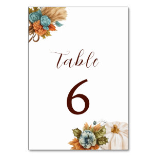Numéro De Table Citrouille Mariage minimal d'automne