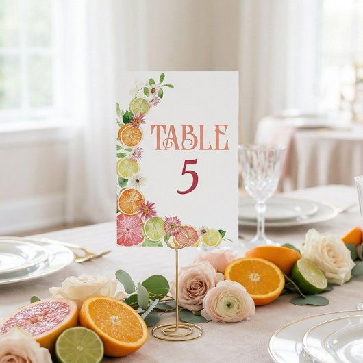 Numéro De Table Citrus Main Squeeze Bridal Shower Table Number