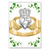 Numéro De Table Claddagh Anneau Mariage Initiales et Shamrocks Tab (Dos)