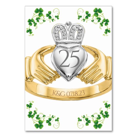 Numéro De Table Claddagh Anneau Mariage Initiales et Shamrocks Tab (Par défaut)