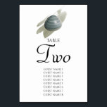 Numéro De Table Clam Watercolor Stroke Mariage Nom de l'invité<br><div class="desc">Cette chambre offre une vue sur la mer ou sur la piscine. Mariage sur la plage avec une palme placée au-dessus d'un trait d'aquarelle élégant. Les tons terreux bleu-vert poussiéreux de la palourde donnent au design une esthétique naturelle. Il s'agit de la destination parfaite de la plage conception de mariage...</div>