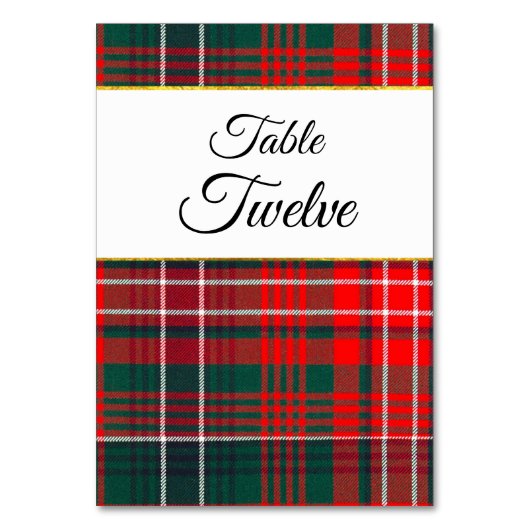 Numéro De Table Clan Wilson Plaid Mariage Tableau Numéro 2 (Dos)