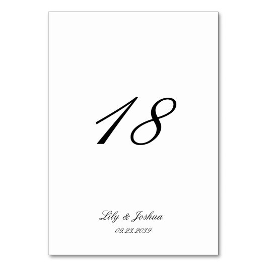 Numéro De Table Classic Black and White Timeless Wedding (Par défaut)