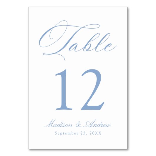 Numéro De Table Classic Blue Calligraphy Wedding (Par défaut)