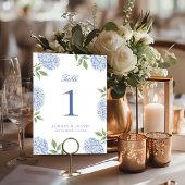 Numéro De Table Classic Blue Hydrangea Flower Wedding