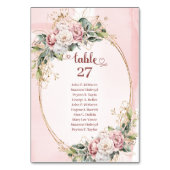 Numéro De Table Classic Blush Pink Flowers Gold Glitter Table Sign (Par défaut)
