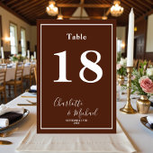 Numéro De Table Classic Brown Script Minimalist Wedding