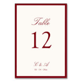 Numéro De Table Classic Calligraphy Deep Red Old Money (Dos)