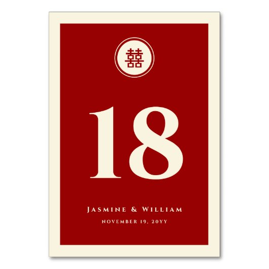 Numéro De Table Classic Cercle Double Bonheur Mariage chinois (Dos)