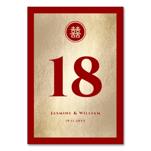Numéro De Table Classic Cercle Double Bonheur Mariage chinois (Dos)