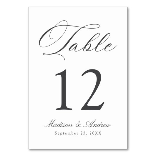 Numéro De Table Classic Charcoal Calligraphy Wedding (Par défaut)