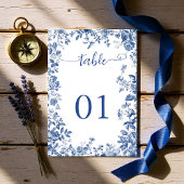 Numéro De Table Classic Dusty Blue Toile Floral Wedding