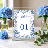Numéro De Table Classic Dusty Blue Toile Floral Wedding