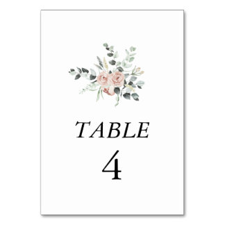 Numéro De Table Classic Dusty Rose Floral Wedding