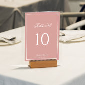 Numéro De Table Classic Dusty Rose & White Border Script Wedding