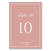 Numéro De Table Classic Dusty Rose & White Border Script Wedding (Dos)