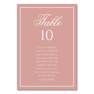 Numéro De Table Classic Dusty Rose & White Wedding Seating Chart