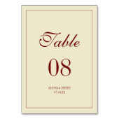 Numéro De Table Classic Elegant Ivory Wedding Script Custom Names (Par défaut)