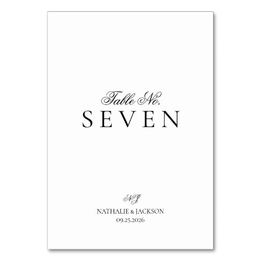 Numéro De Table Classic Elegant Script Wedding (Par défaut)