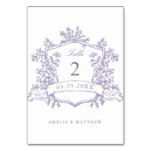 Numéro De Table Classic Floral Crest Lavender Wedding (Dos)