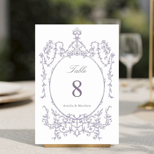 Numéro De Table Classic Floral Garden Frame Lavender Wedding