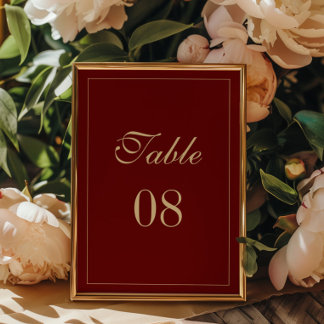 Numéro De Table Classic Formal Script Wine Red Wedding