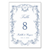 Numéro De Table Classic French Victorian Blue Frame Wedding (Dos)
