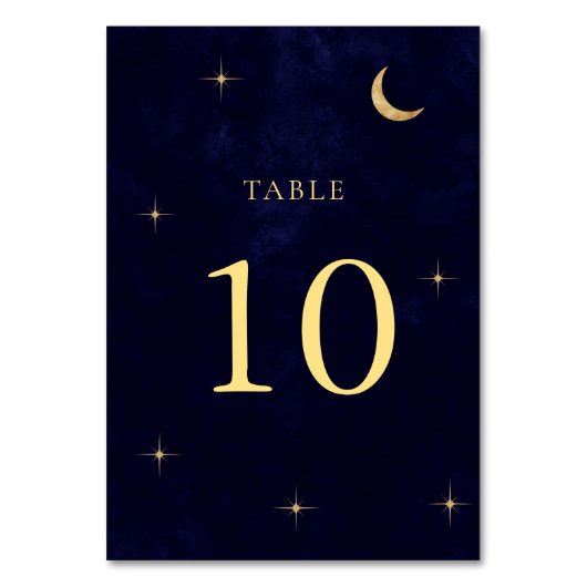 Numéro De Table Classic Midnight Celestial Gold Moon Stars Mariage (Par défaut)