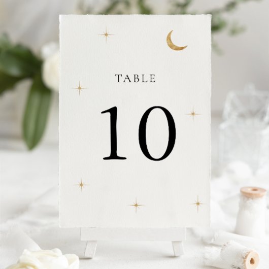 Numéro De Table Classic minimal Lune d'or céleste étoiles Mariage