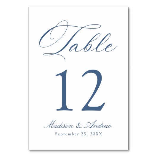 Numéro De Table Classic Navy Calligraphy Wedding (Par défaut)