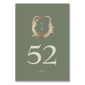 Numéro De Table Classic Sage & Cream Monogram Gold Crest Mariage (Par défaut)