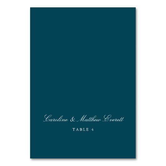 Numéro De Table Classic Script Elegant Custom Name Teal Place Card (Par défaut)