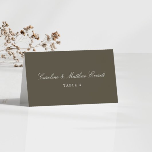 Numéro De Table Classic Script Elegant Custom Olive Place Card