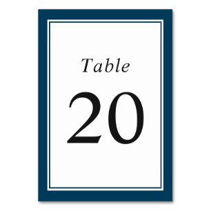 Numéro De Table Classic Simple Marine Bleu Double Cadre