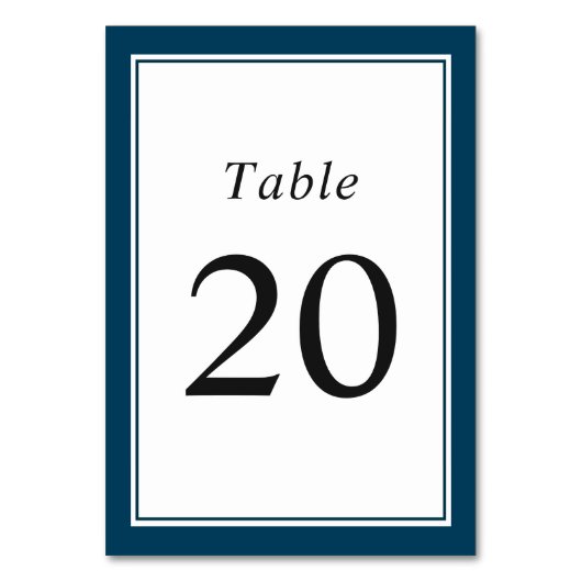 Numéro De Table Classic Simple Marine Bleu Double Cadre (Dos)