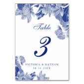 Numéro De Table Classique bleu blanc Floral Chinoiserie Mariage (Dos)