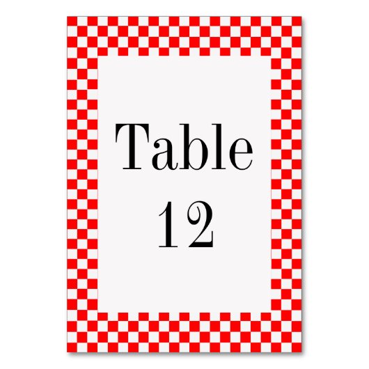 Numéro De Table Classique Damier Rouge et Blanc par STaylor (Par défaut)